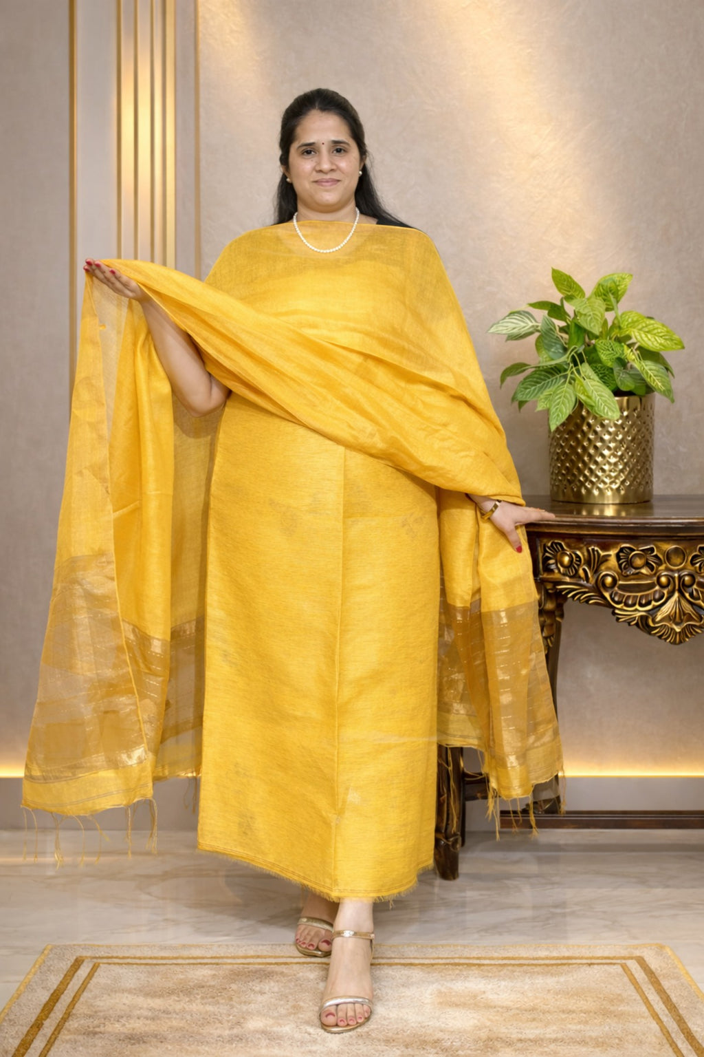 Silk Linen Jamdani Kurta Dupatta