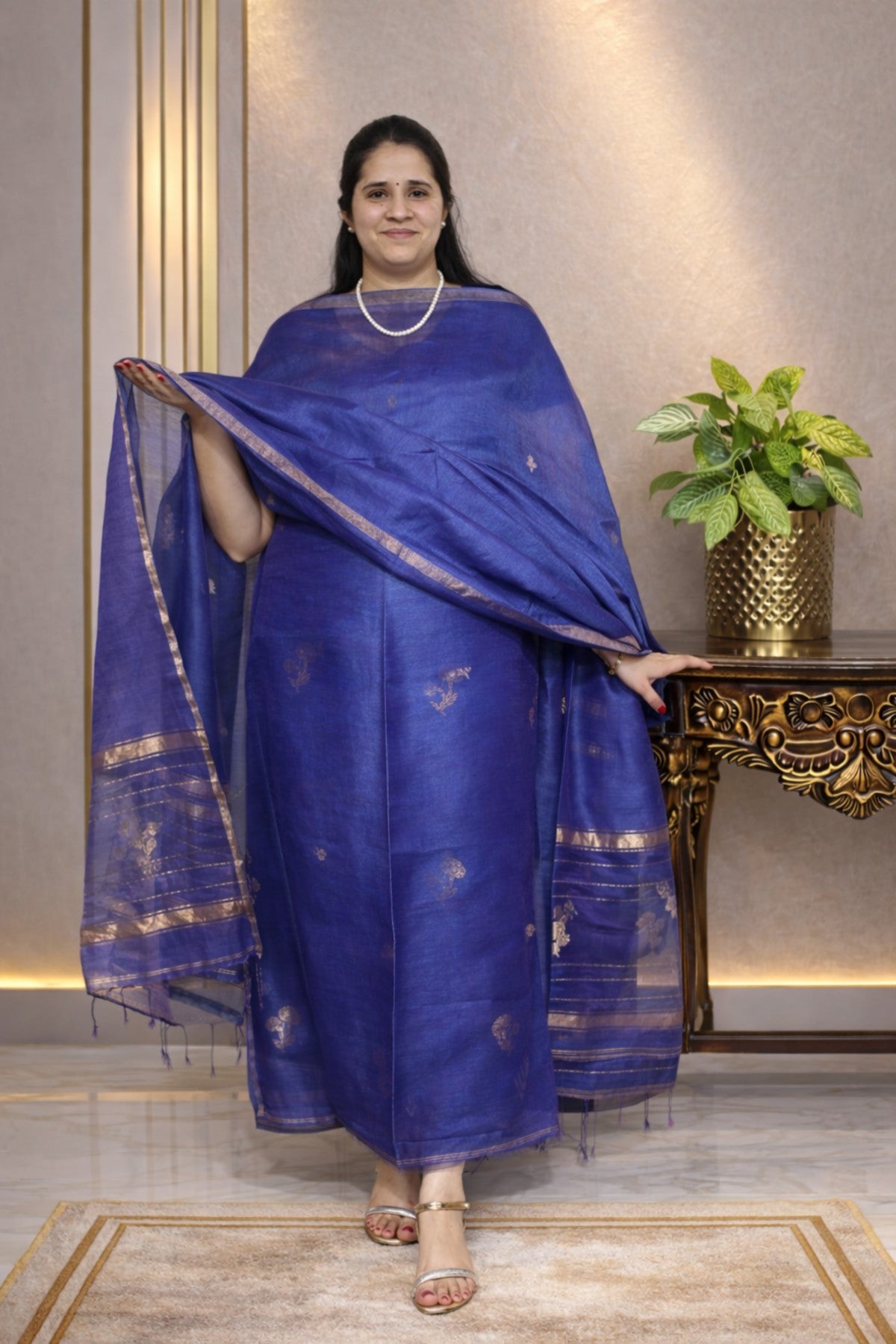 Silk Linen Jamdani Kurta Dupatta