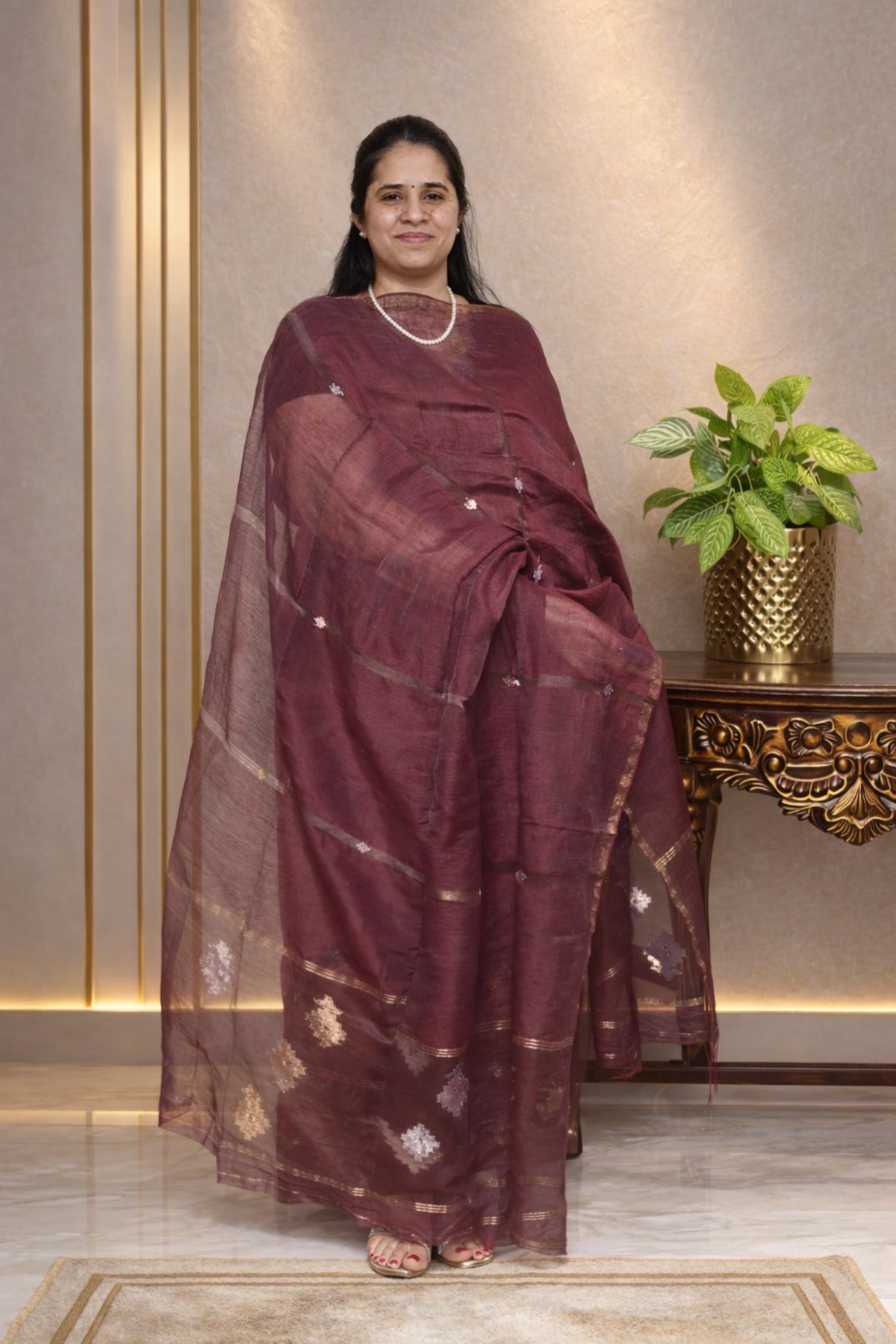 Silk Linen Jamdani Kurta Dupatta