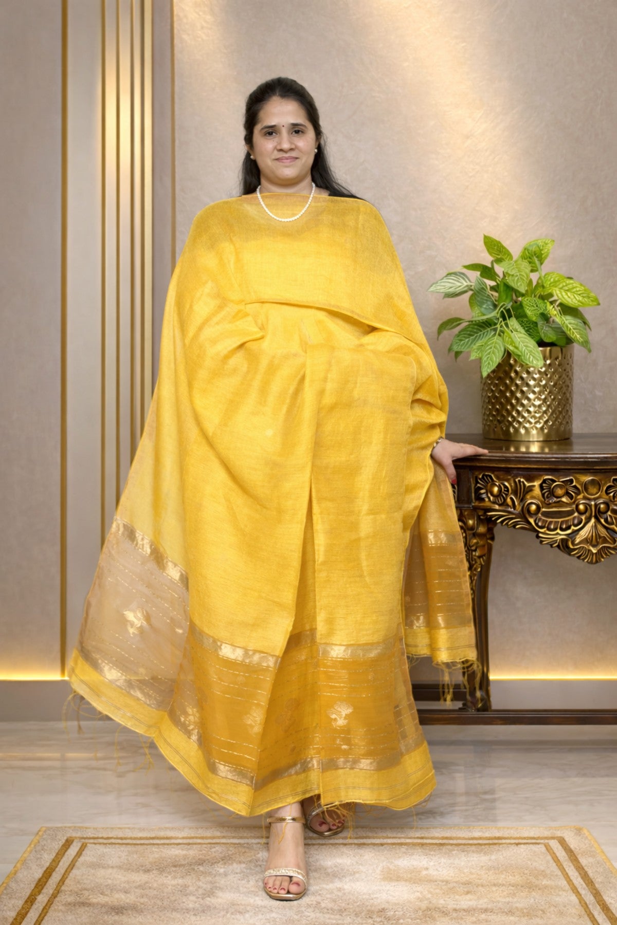 Silk Linen Jamdani Kurta Dupatta