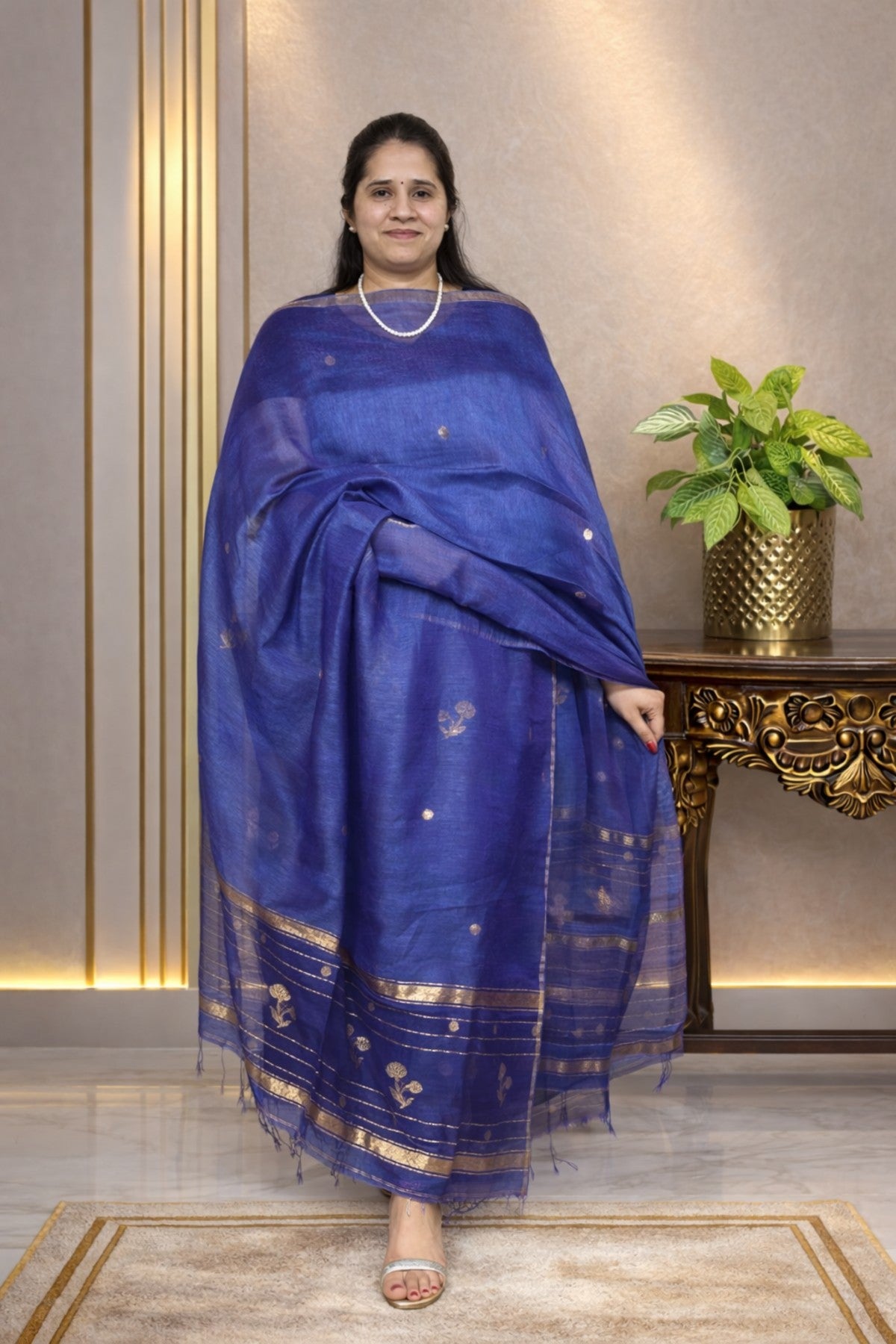Silk Linen Jamdani Kurta Dupatta