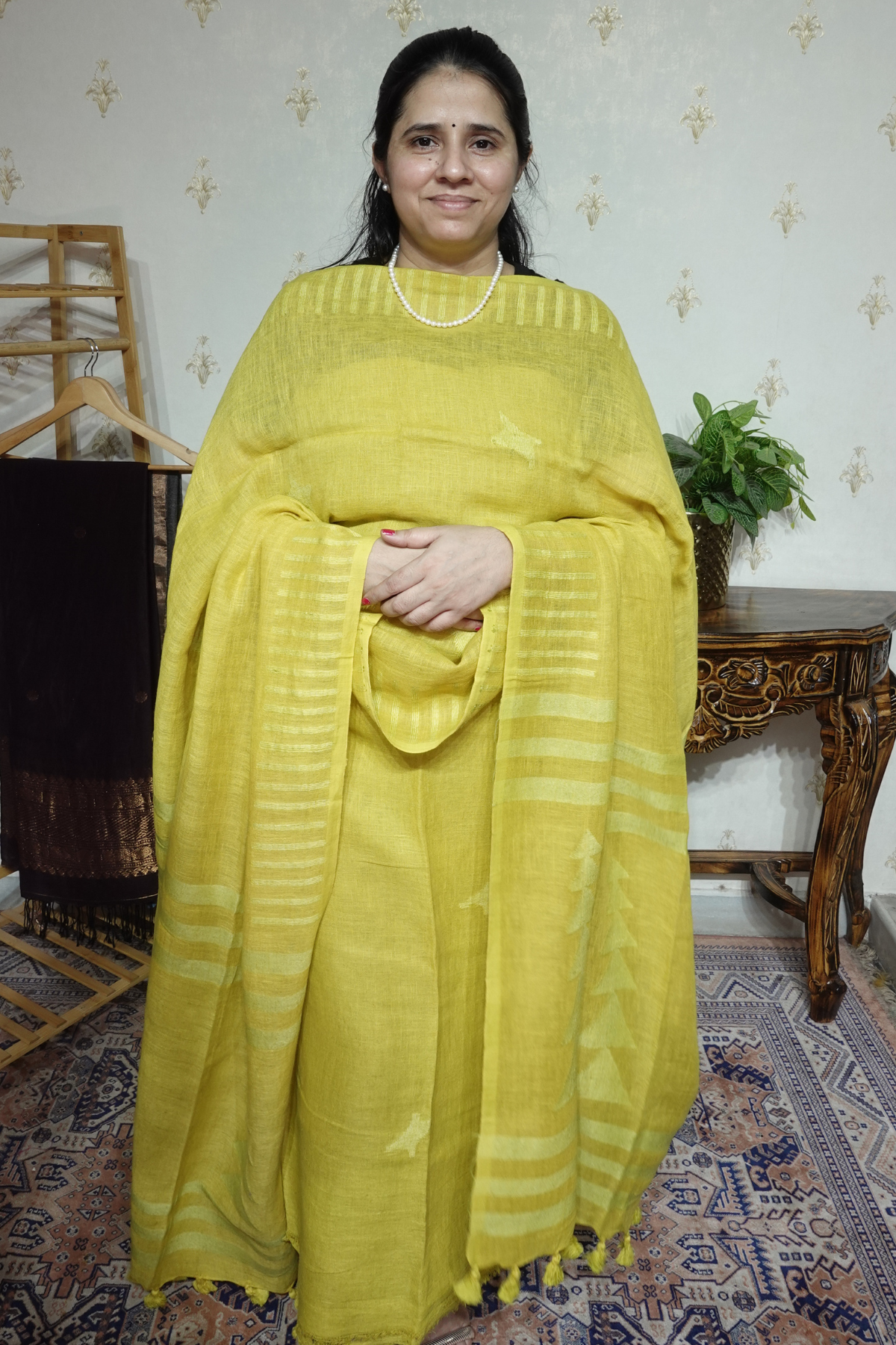 Jayshree Linen jamdani with Thread weaving  Dupatta -2pc