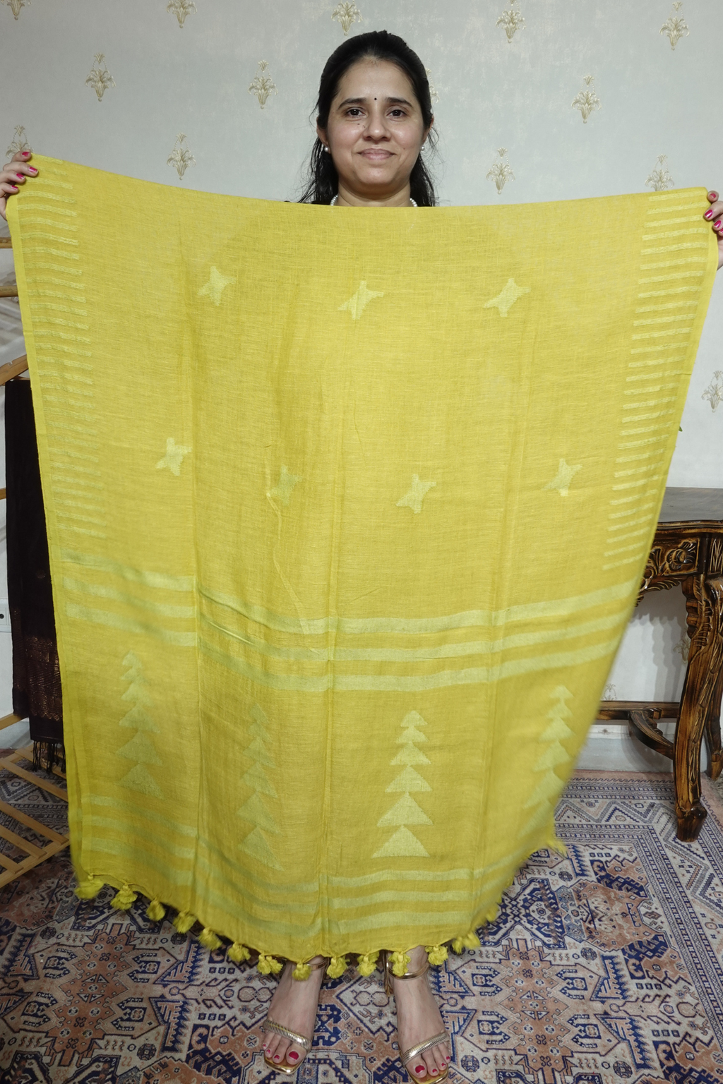 Jayshree Linen jamdani with Thread weaving  Dupatta -2pc