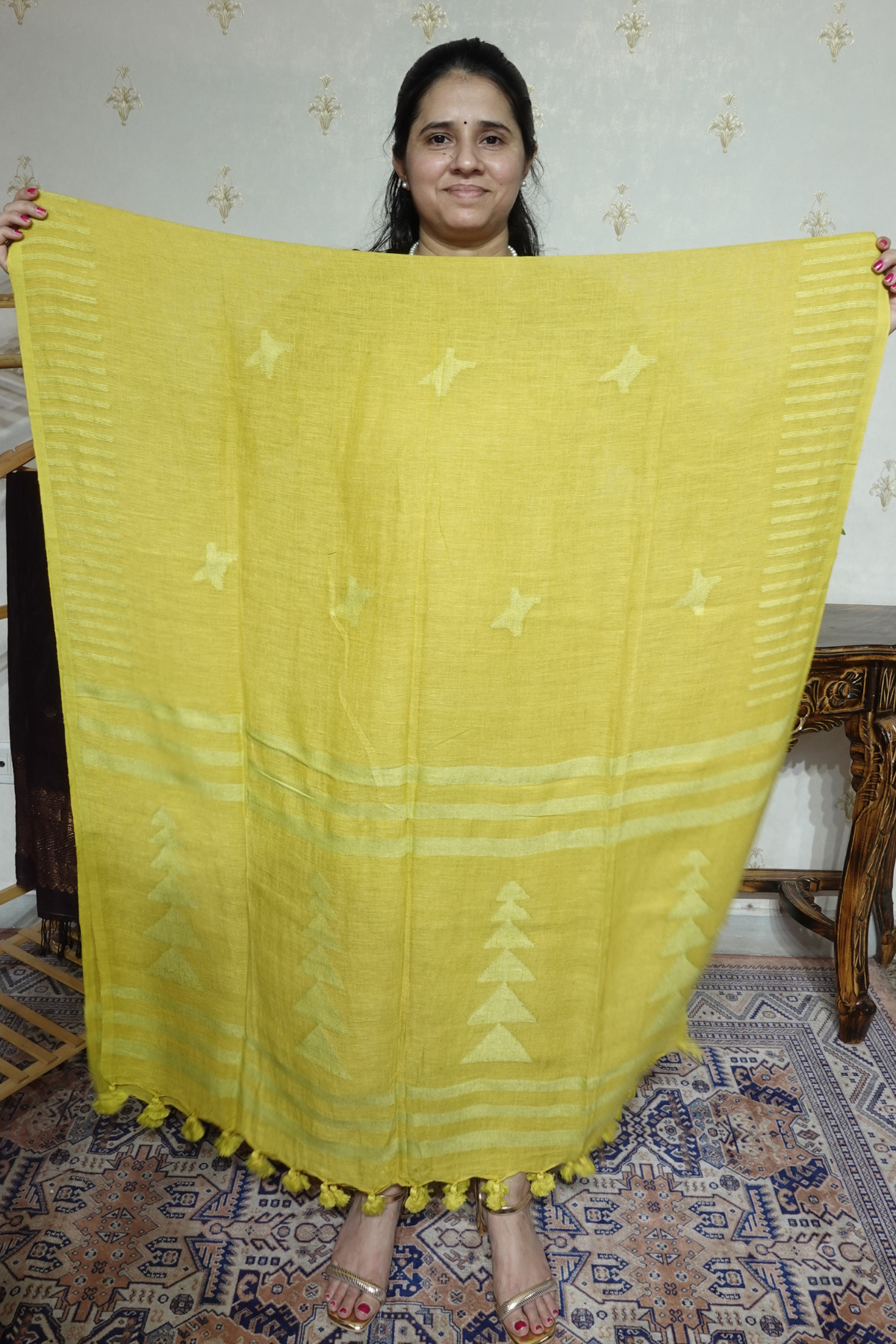 Jayshree Linen jamdani with Thread weaving  Dupatta -2pc