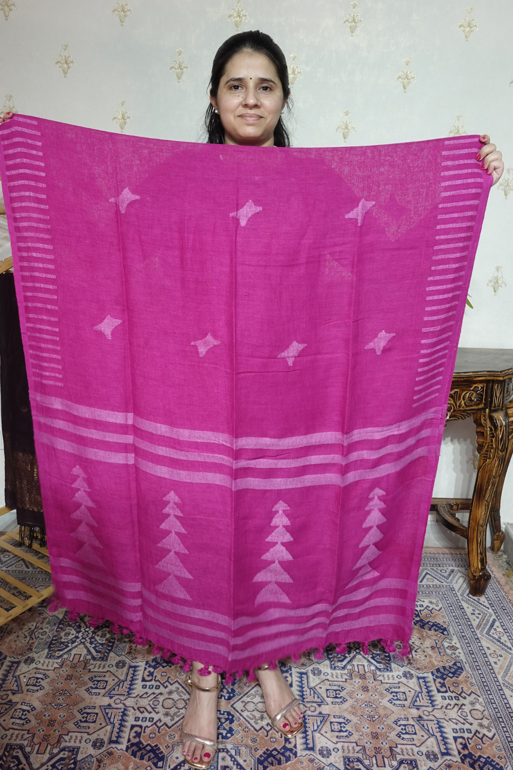 Jayshree Linen jamdani with Thread weaving  Dupatta -2pc