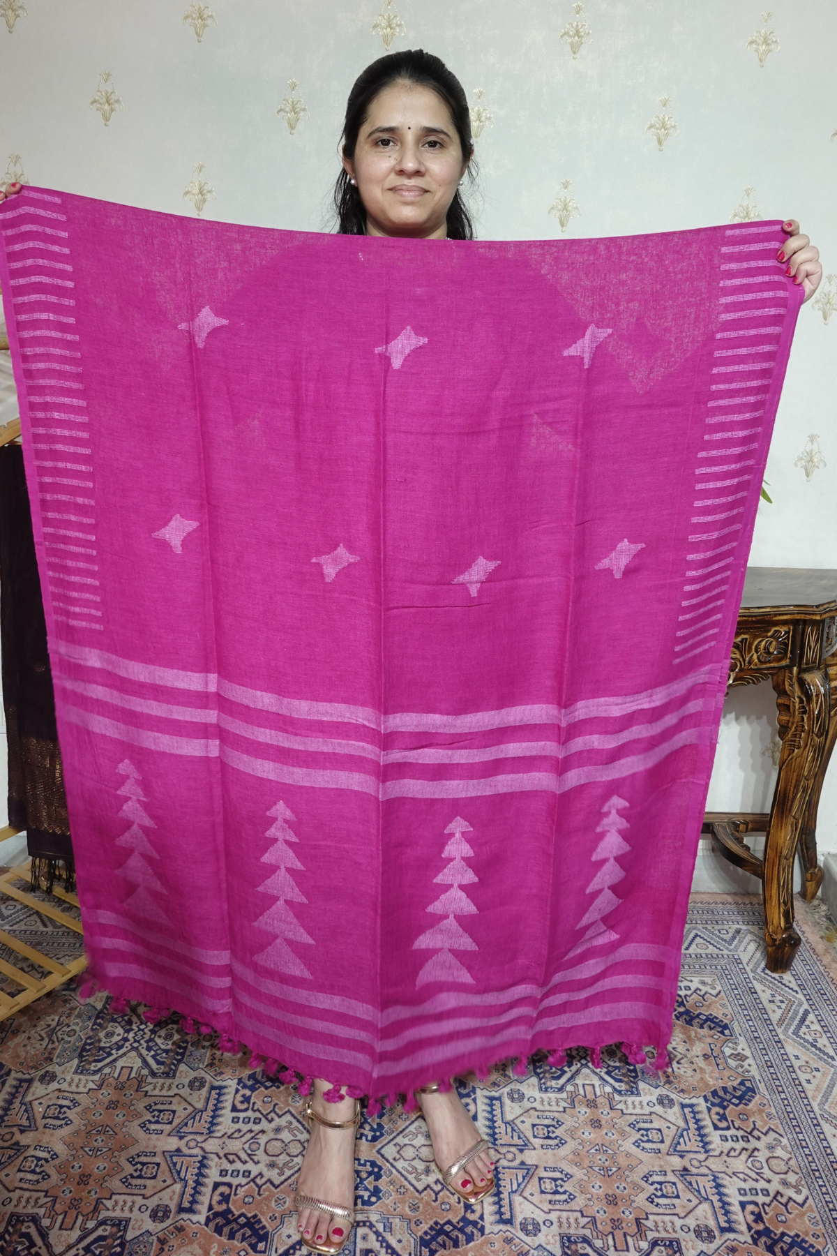 Jayshree Linen jamdani with Thread weaving  Dupatta -2pc