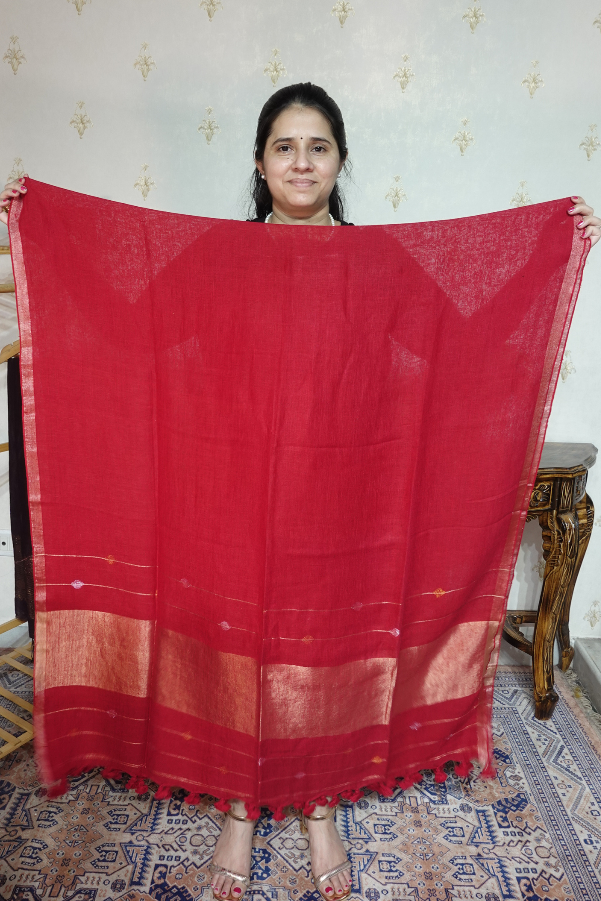 Jayshree Linen jamdani with Thread weaving  Dupatta -2pc