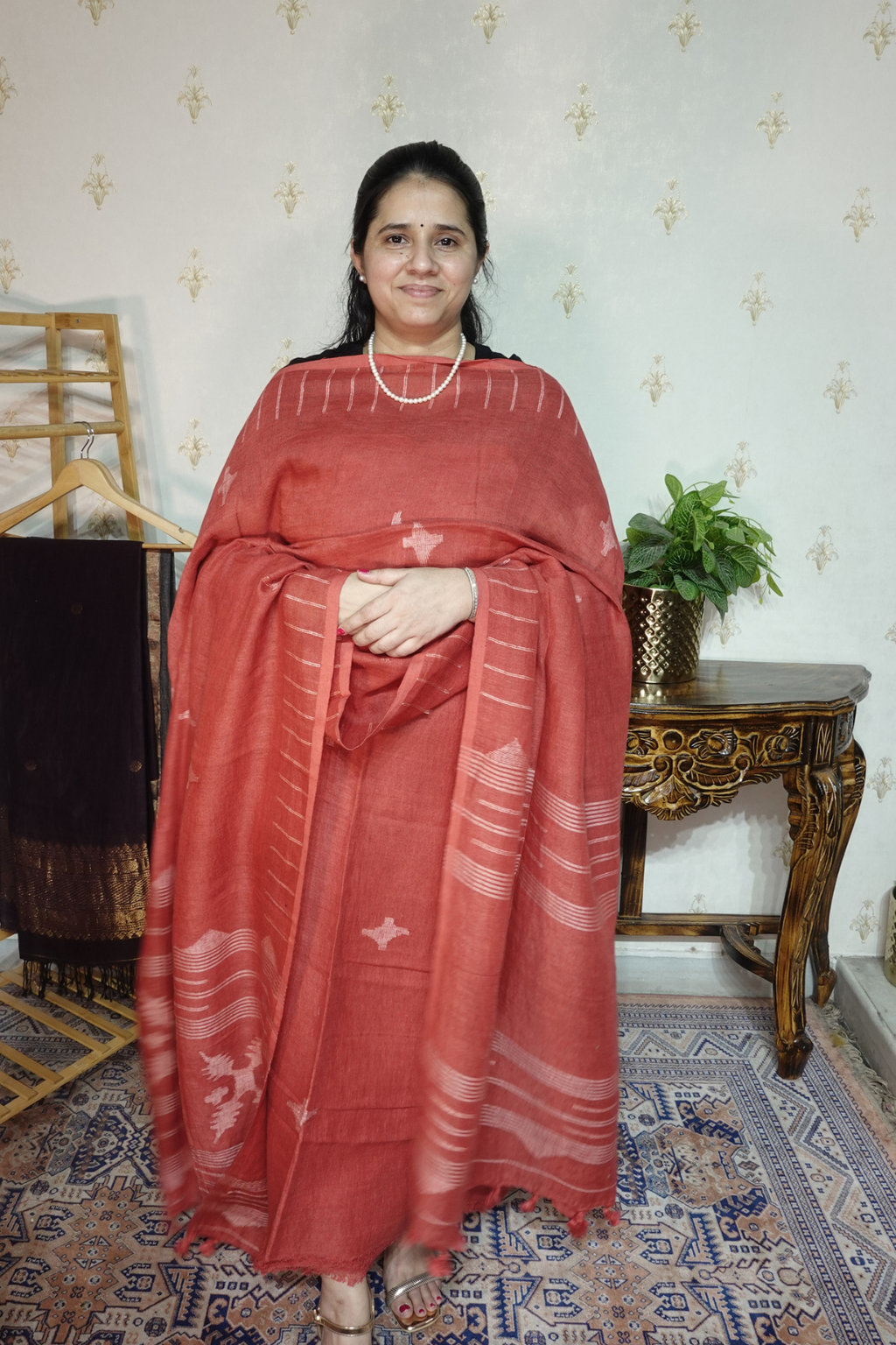 Jayshree Linen jamdani with Thread weaving  Dupatta -2pc