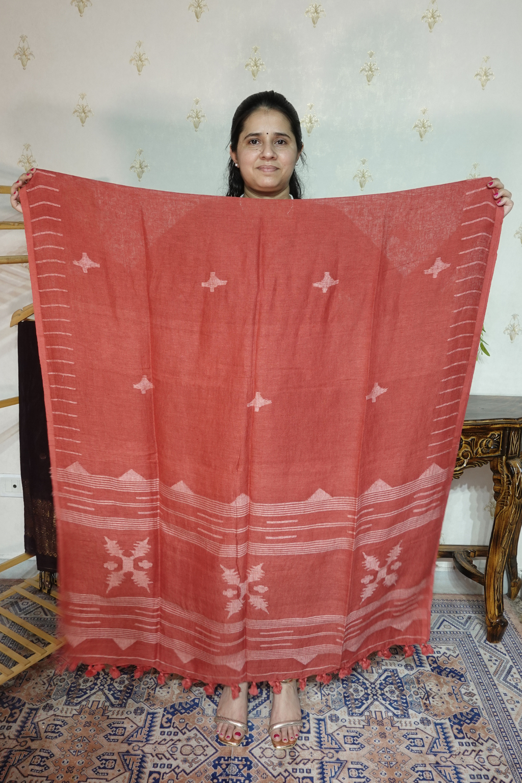 Jayshree Linen jamdani with Thread weaving  Dupatta -2pc