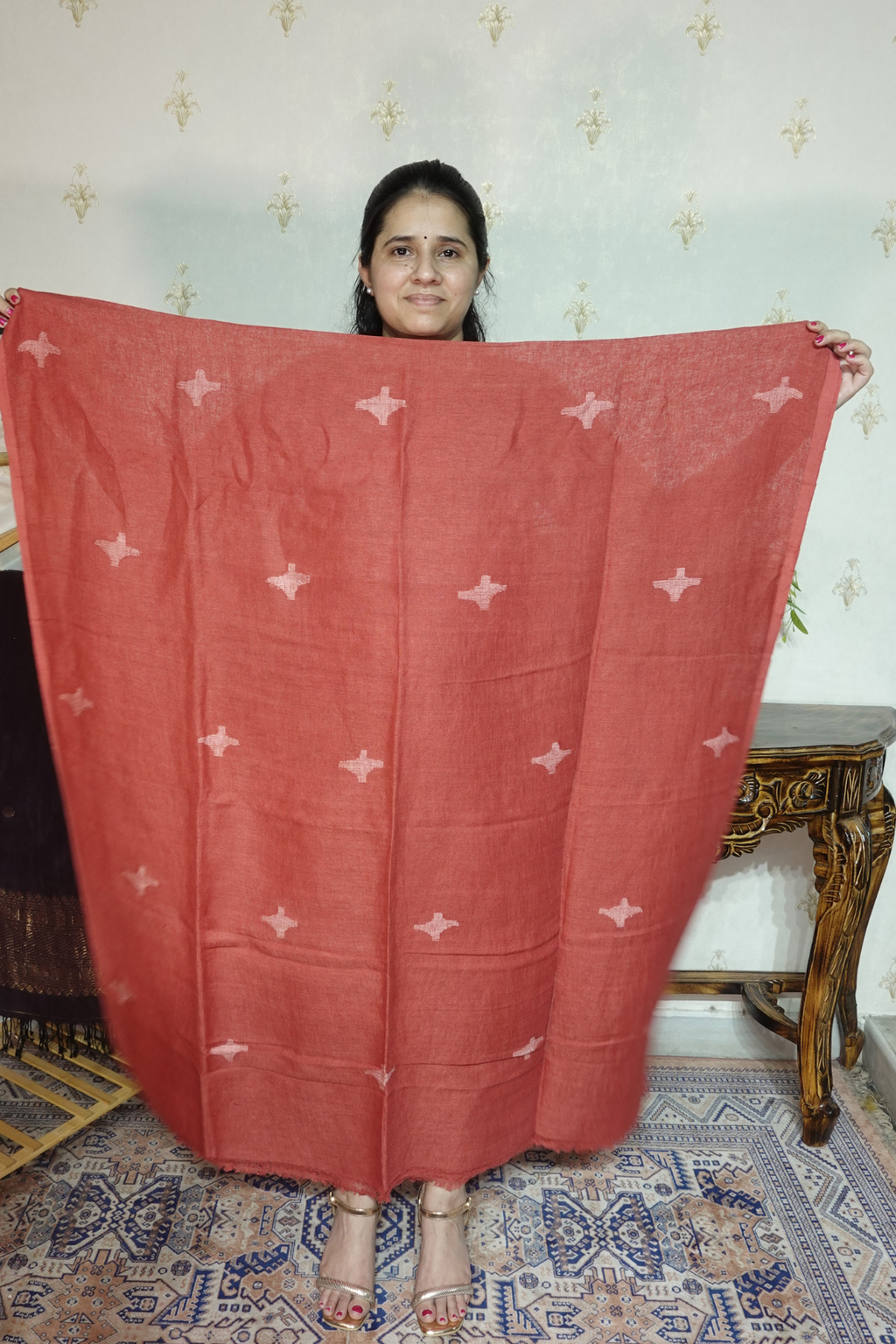 Jayshree Linen jamdani with Thread weaving  Dupatta -2pc