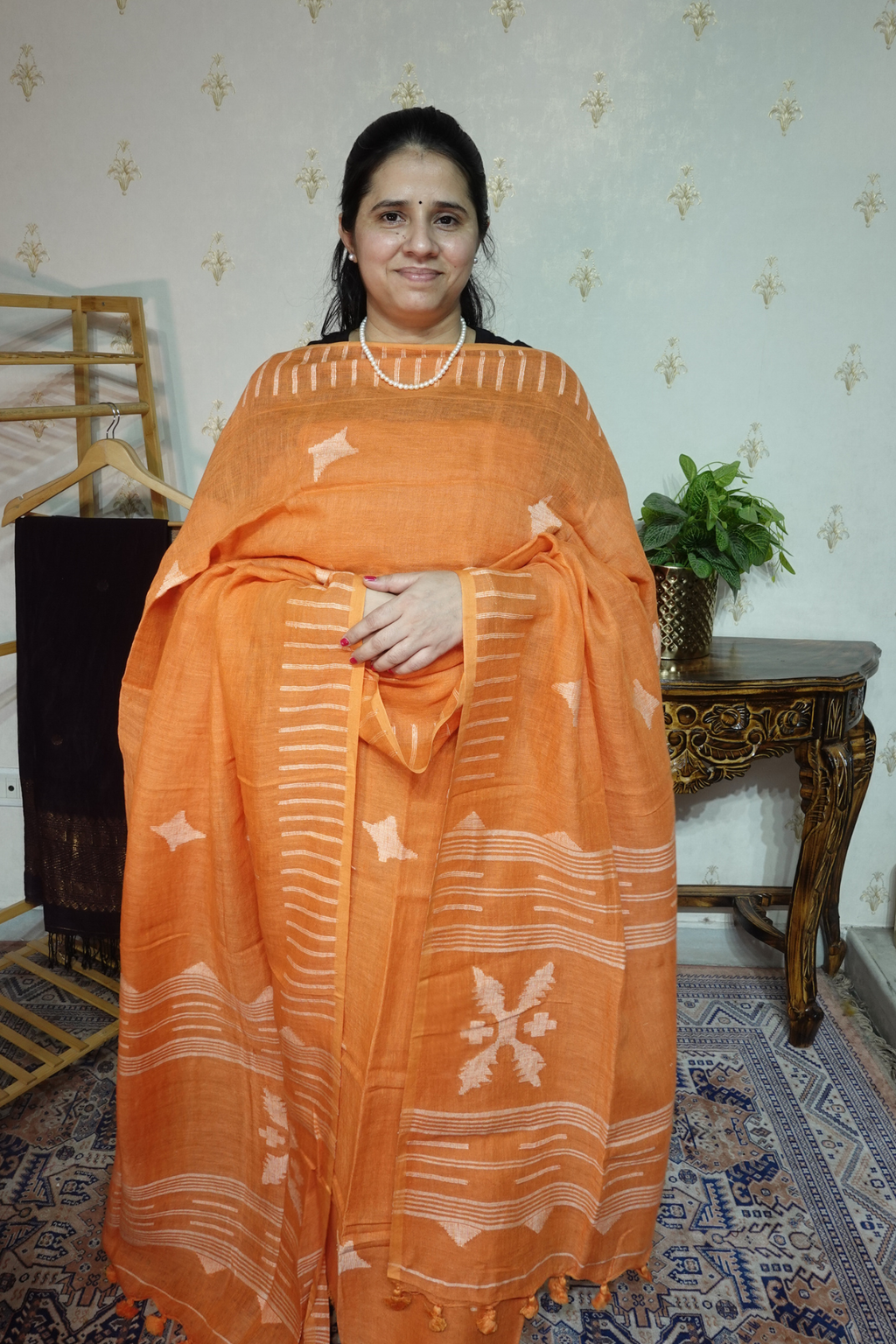 Jayshree Linen jamdani with Thread weaving  Dupatta -2pc