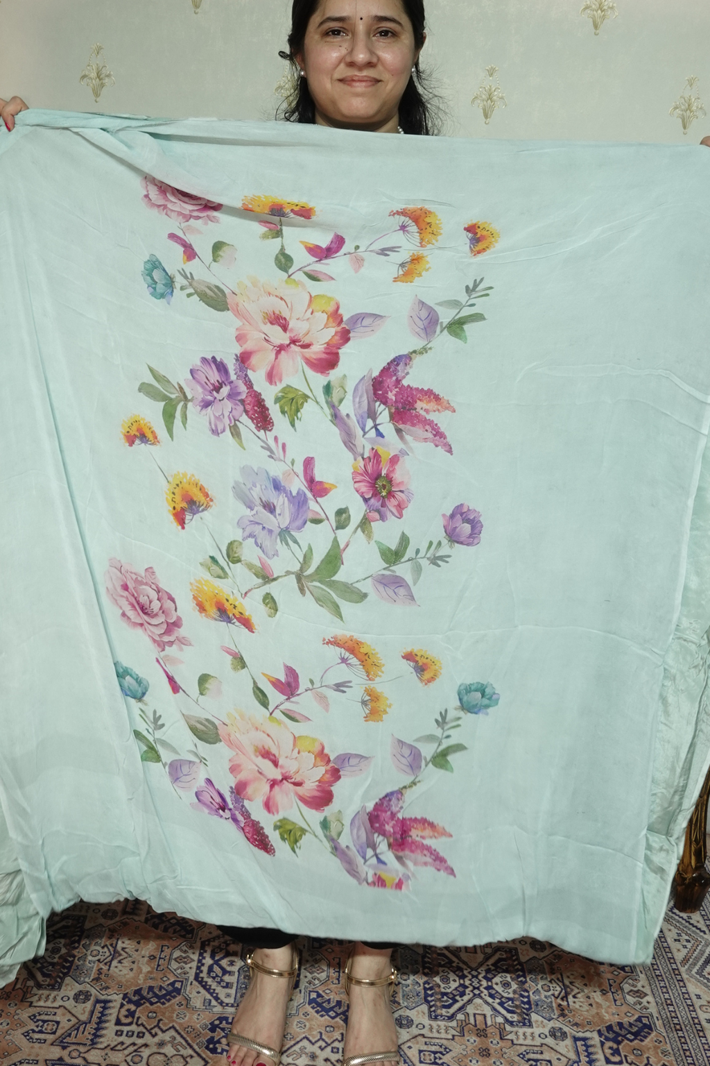 Polka Print on Georgette with Georgette Dupatta and Crape bottom