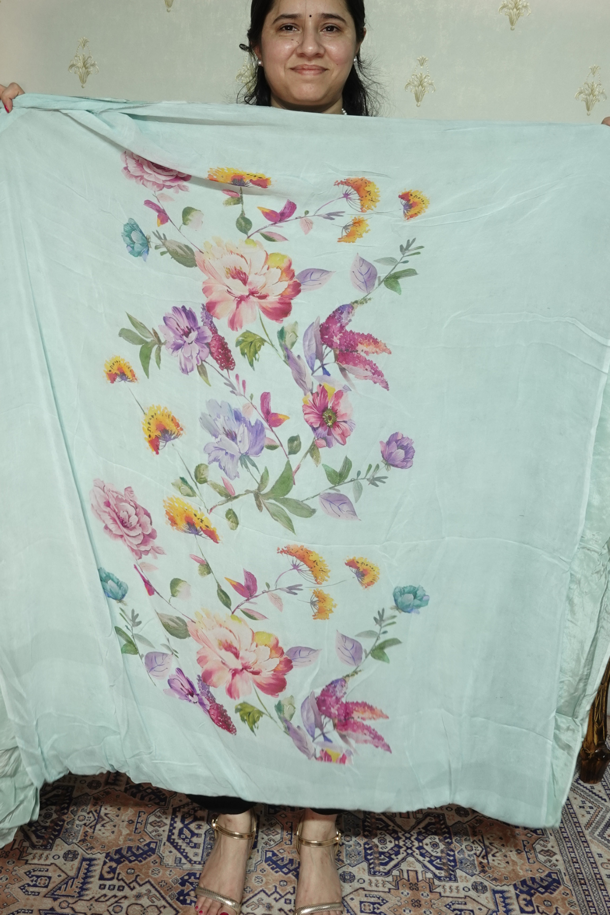 Polka Print on Georgette with Georgette Dupatta and Crape bottom