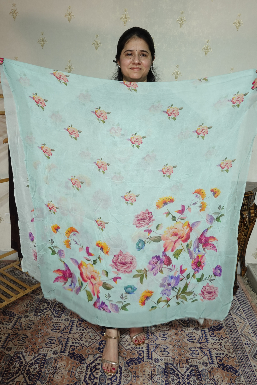 Polka Print on Georgette with Georgette Dupatta and Crape bottom