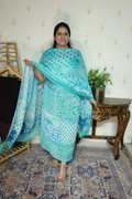 Polka Print on Georgette with Georgette Dupatta and Crape bottom