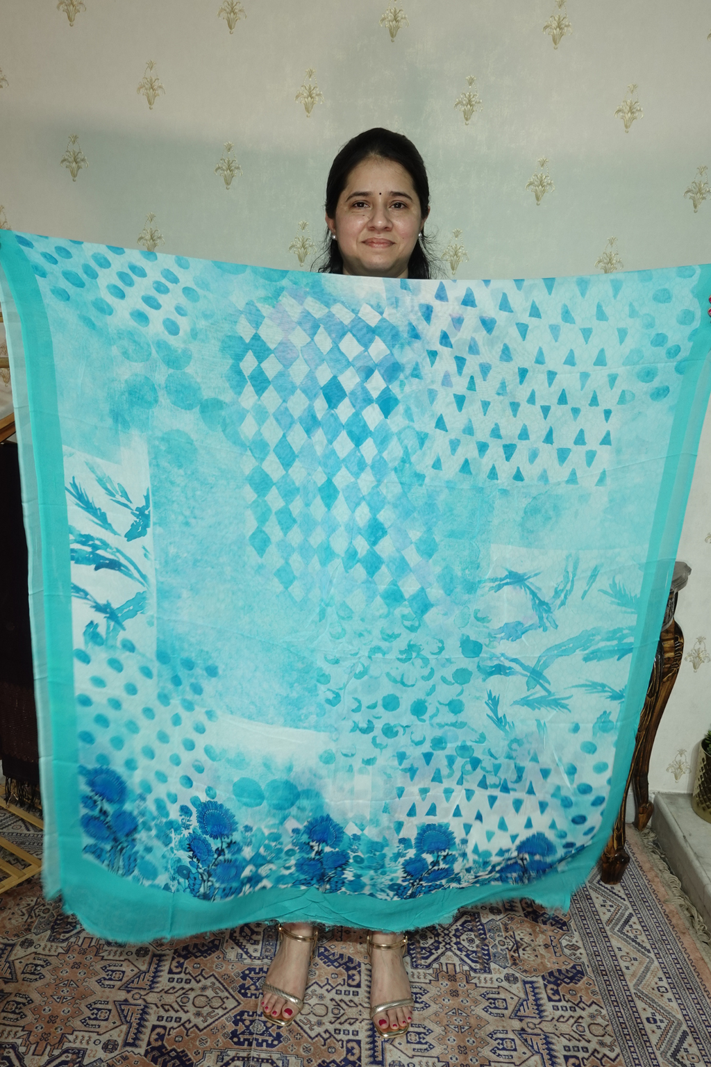 Polka Print on Georgette with Georgette Dupatta and Crape bottom