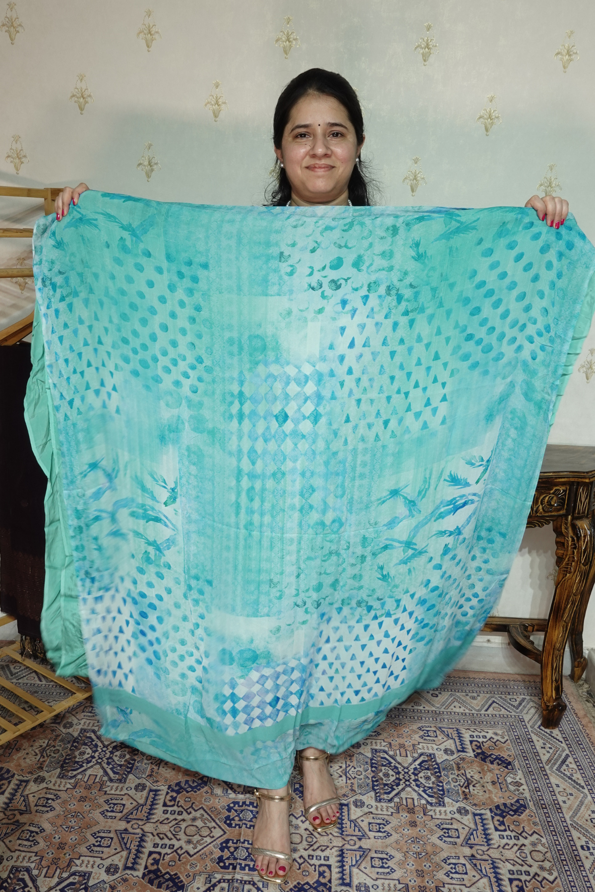Polka Print on Georgette with Georgette Dupatta and Crape bottom