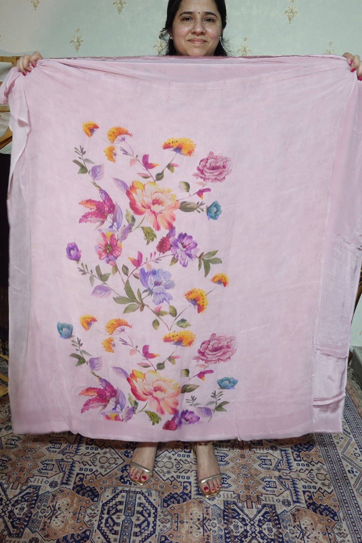 Polka Print on Georgette with Georgette Dupatta and Crape bottom