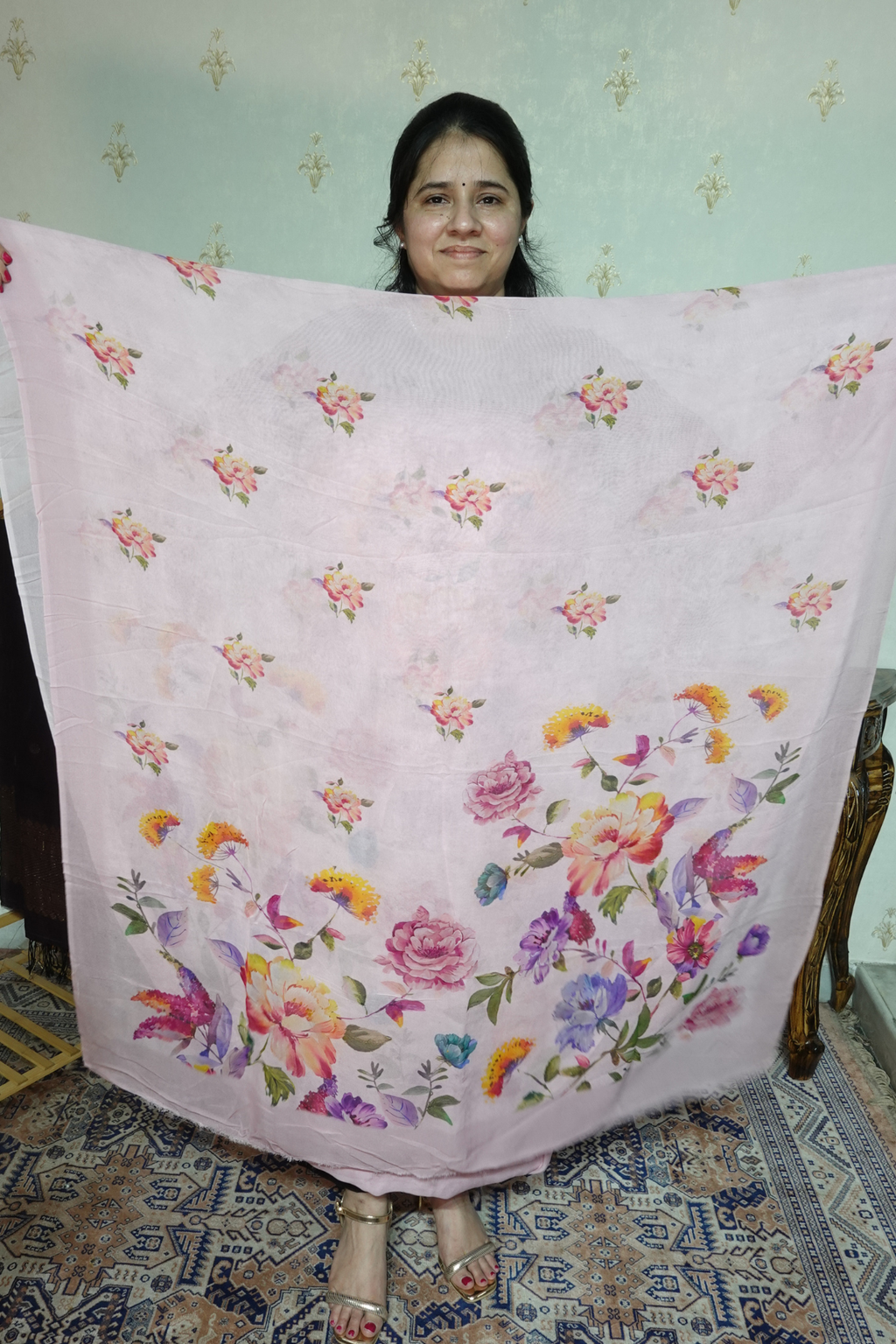 Polka Print on Georgette with Georgette Dupatta and Crape bottom