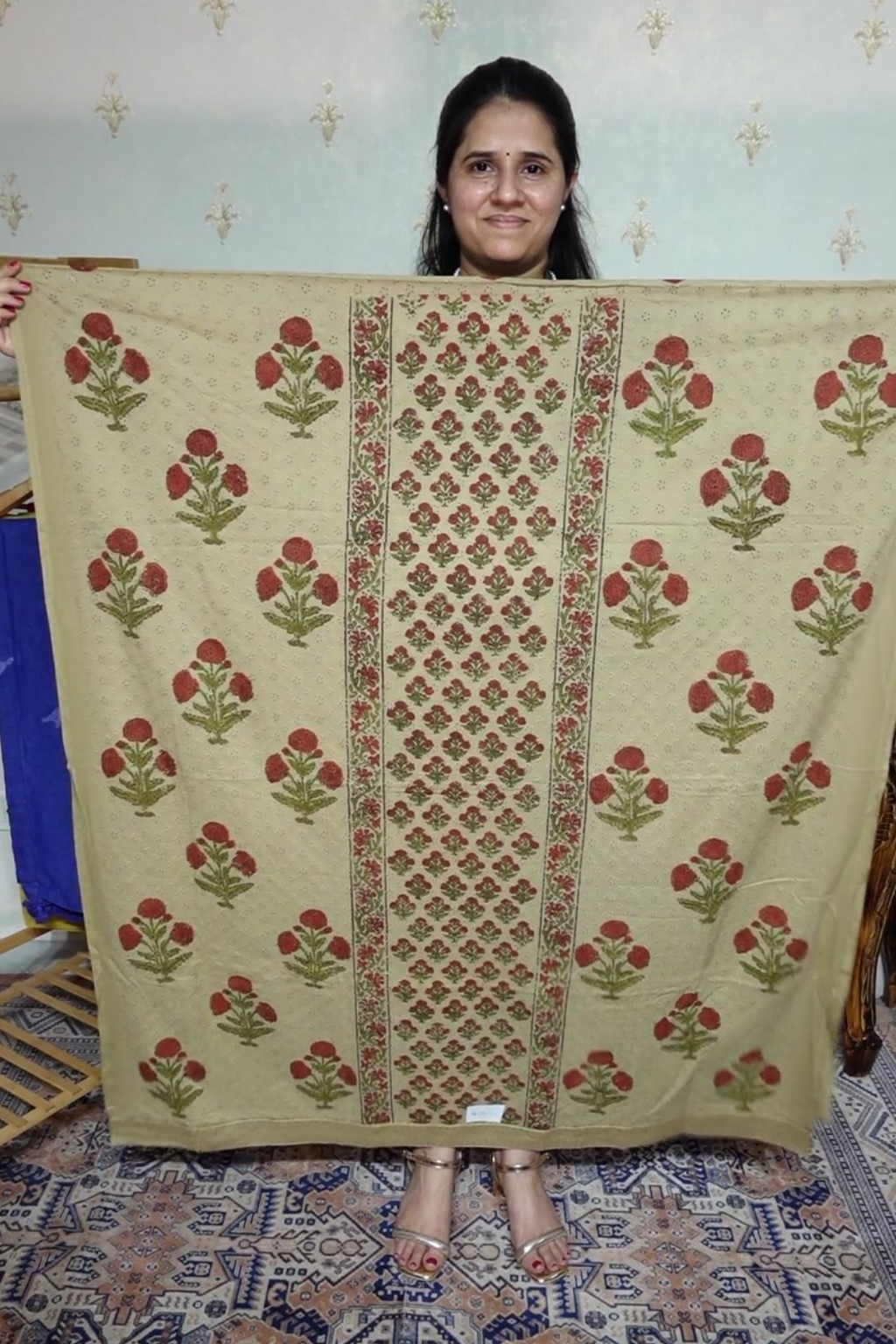 Handloom Cotton Suit Set with Hakoba Chikankari & Maheshwari Dupatta