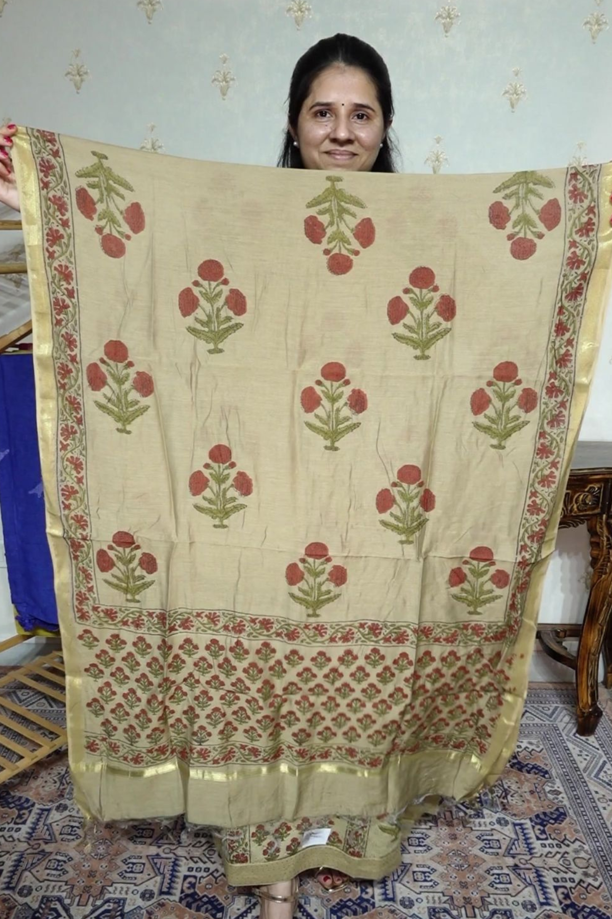 Handloom Cotton Suit Set with Hakoba Chikankari & Maheshwari Dupatta