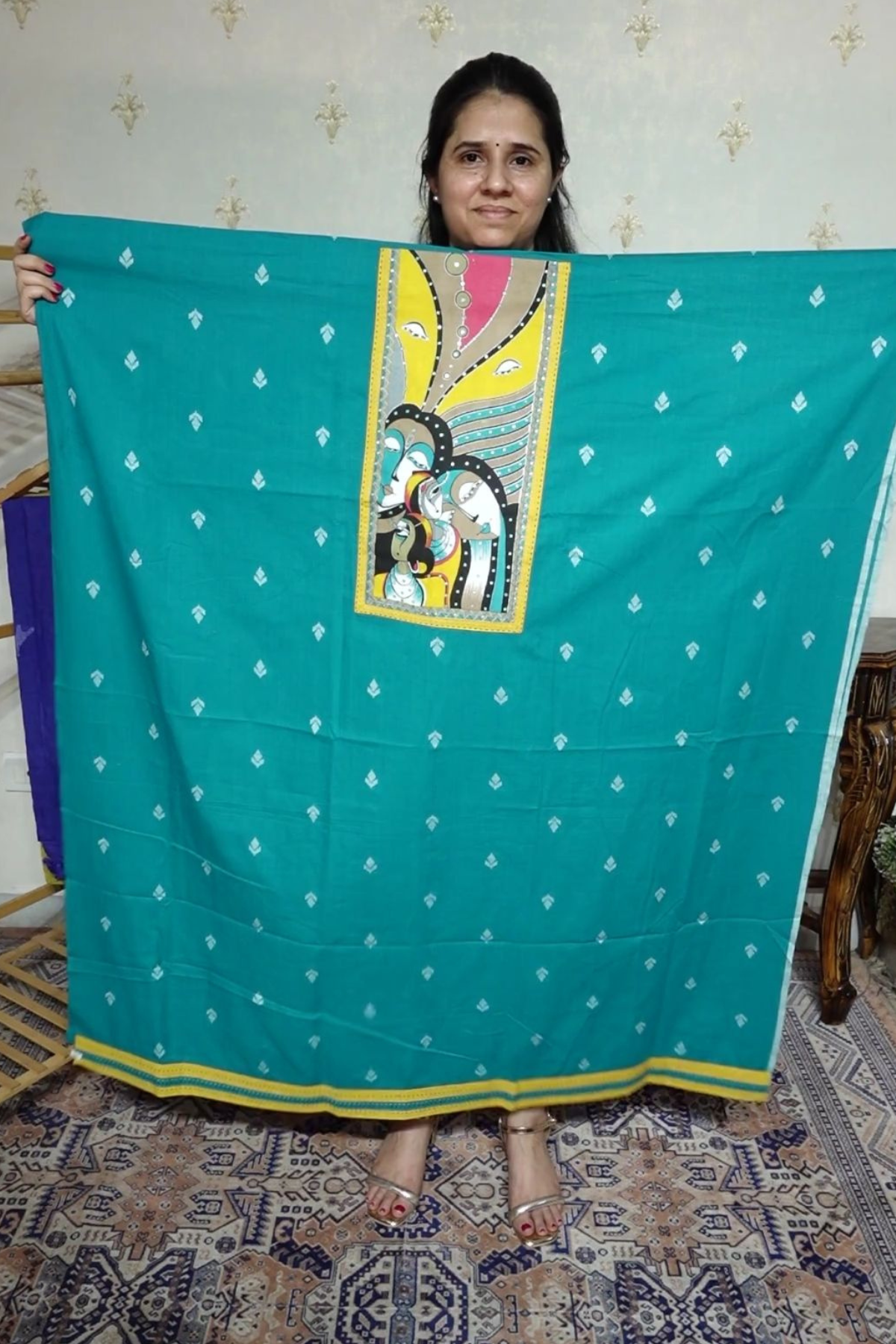 Handloom Cotton Suit Set with Printed Cotton Dupatta