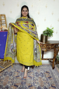 Handloom Cotton Suit Set with Printed Cotton Dupatta