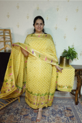 Pure modal silk full set with hand done bandhani and zari weaving