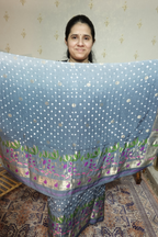Pure modal silk full set with hand done bandhani and zari weaving