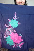 Handloom Cotton Suit Set with Pure Mul Dupatta & Intricate Appliqué Work