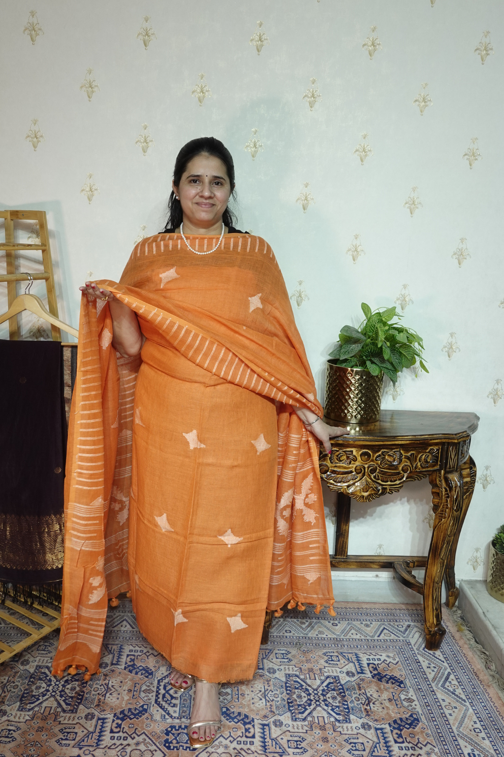 Jayshree Linen jamdani with Thread weaving  Dupatta -2pc