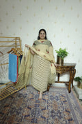 Polka Print on Georgette with Chiffon Dupatta and Crape bottom