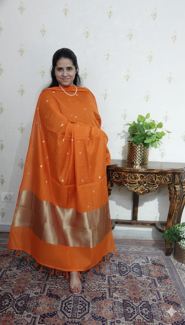 Mulchanderi Elegance: Tissue Border with Banarasi Weave