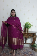 Mulchanderi Elegance: Tissue Border with Banarasi Weave