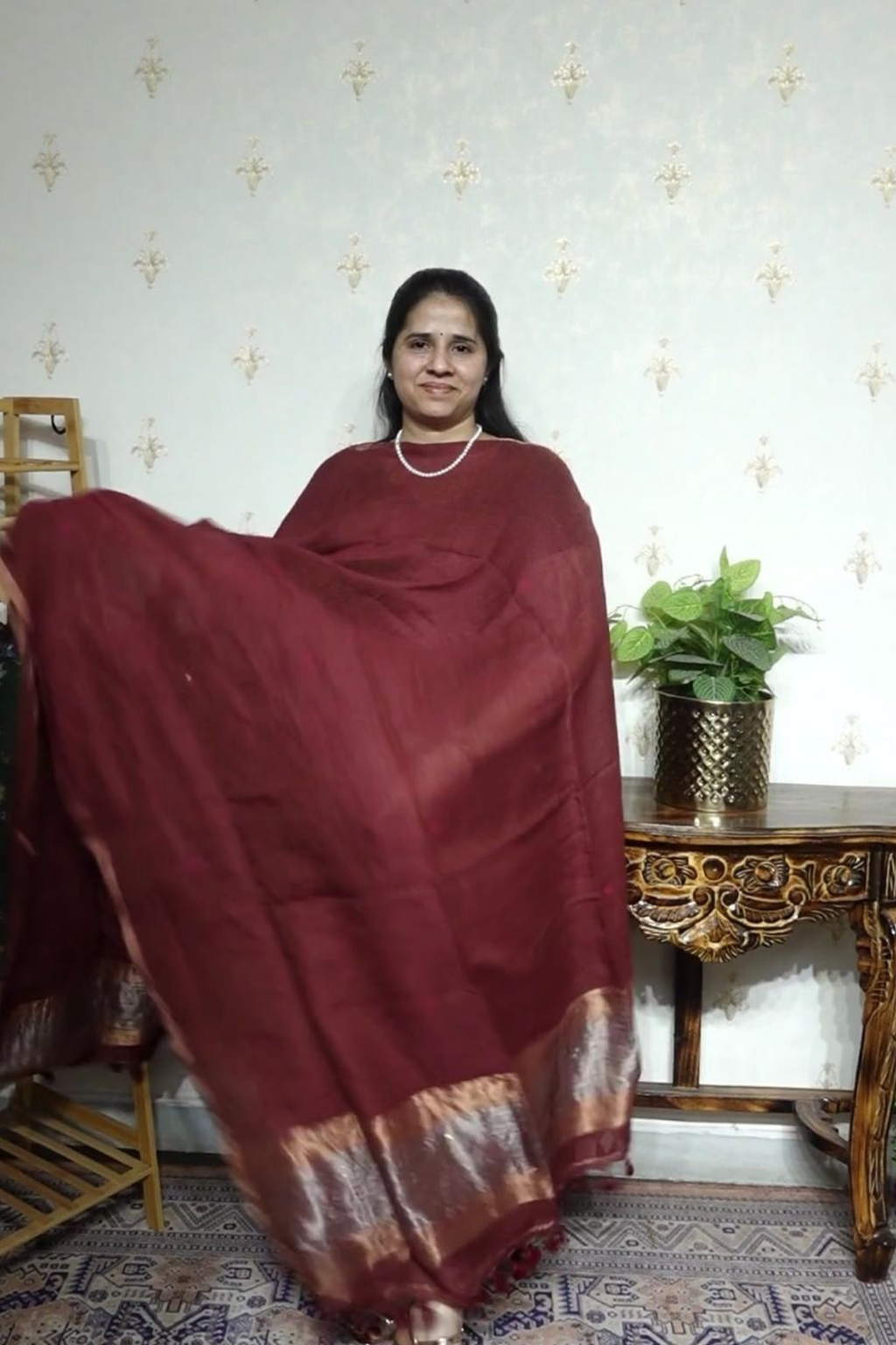 Tissue Linen Jamdani with zari Dupatta -2pc
