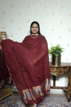 Tissue Linen Jamdani with zari Dupatta -2pc