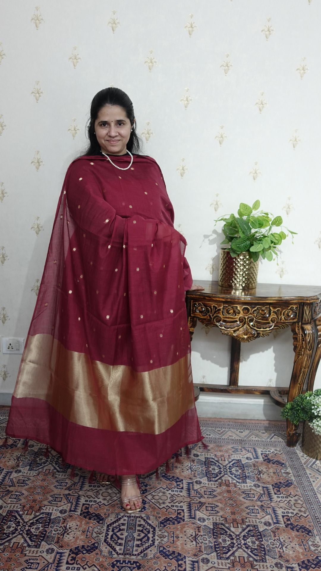 Mulchanderi Elegance: Tissue Border with Banarasi Weave