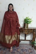 Mulchanderi Elegance: Tissue Border with Banarasi Weave