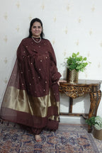 Mulchanderi Elegance: Tissue Border with Banarasi Weave