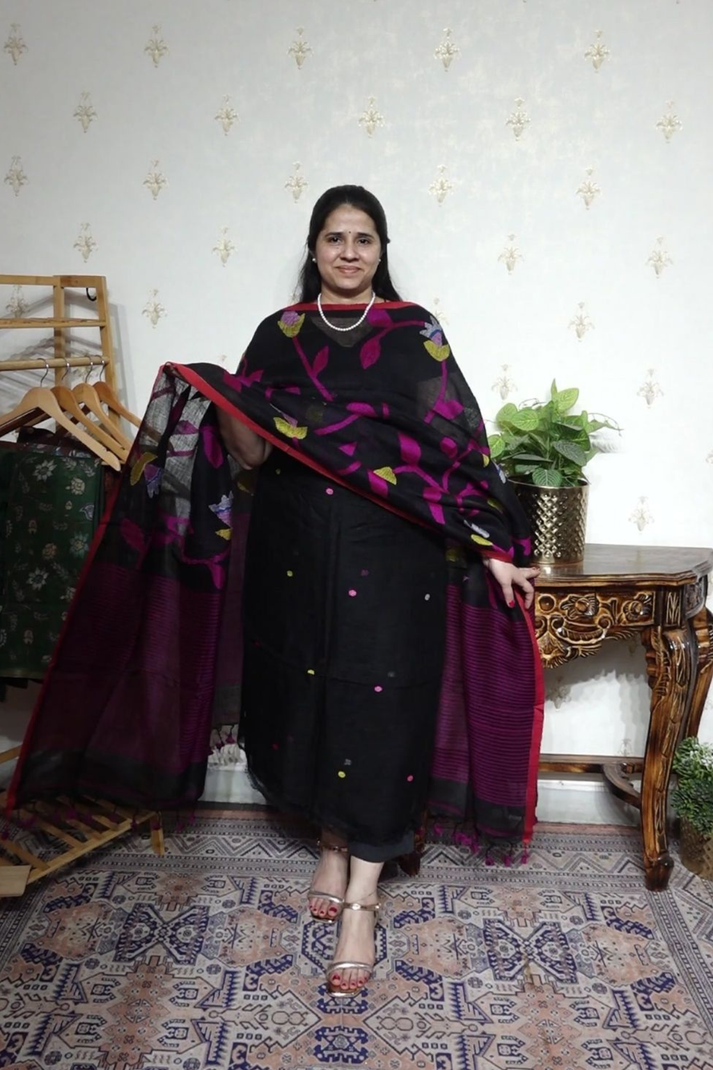 Jayshree Linen jamdani with Full Jaal Dupatta -2pc