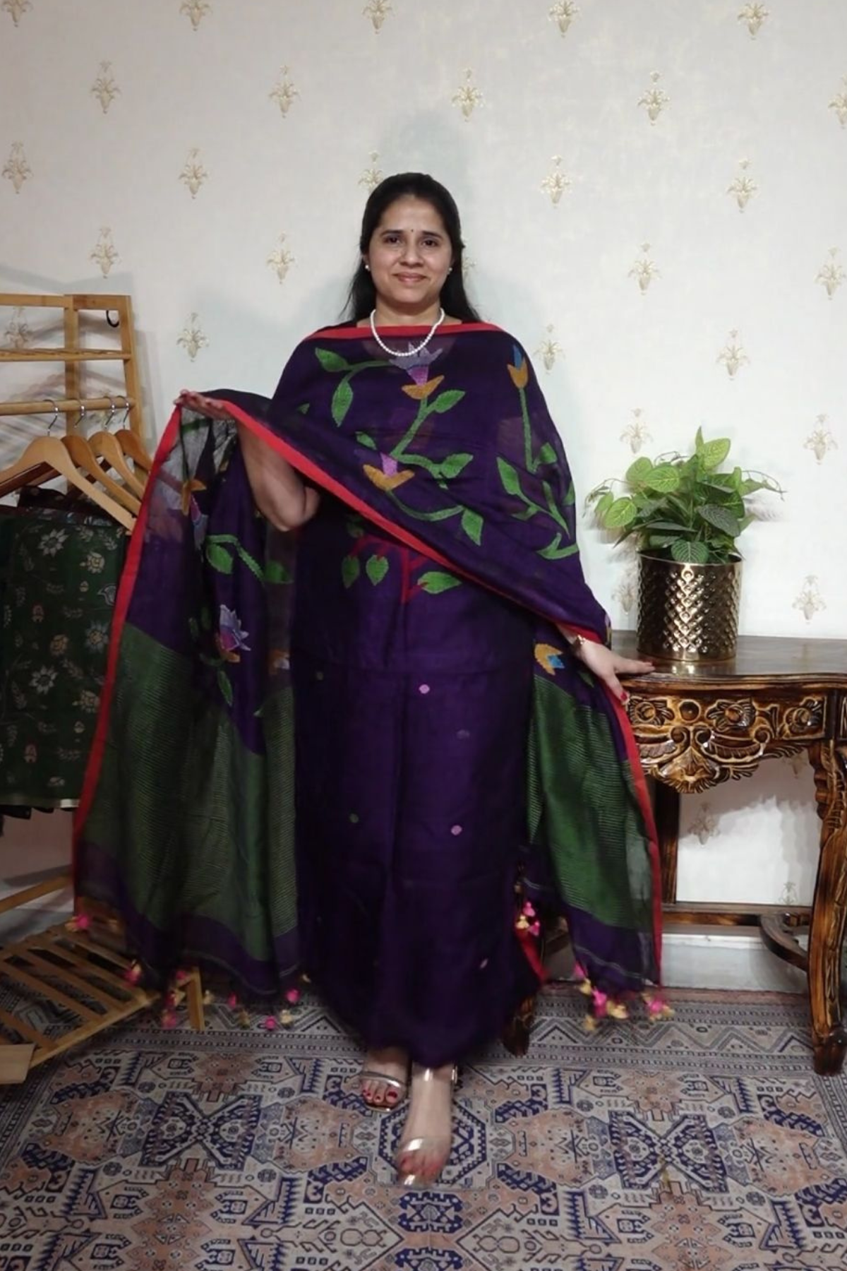 Jayshree Linen jamdani with Full Jaal Dupatta -2pc