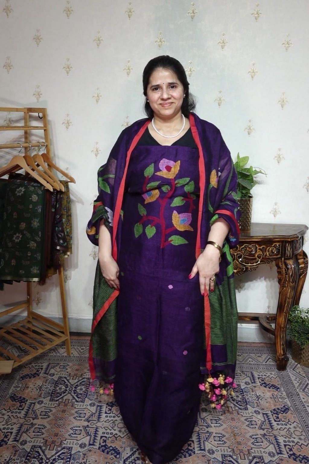 Jayshree Linen jamdani with Full Jaal Dupatta -2pc