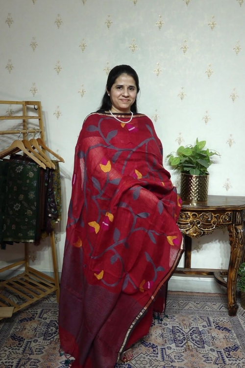 Jayshree Linen jamdani with Full Jaal Dupatta -2pc