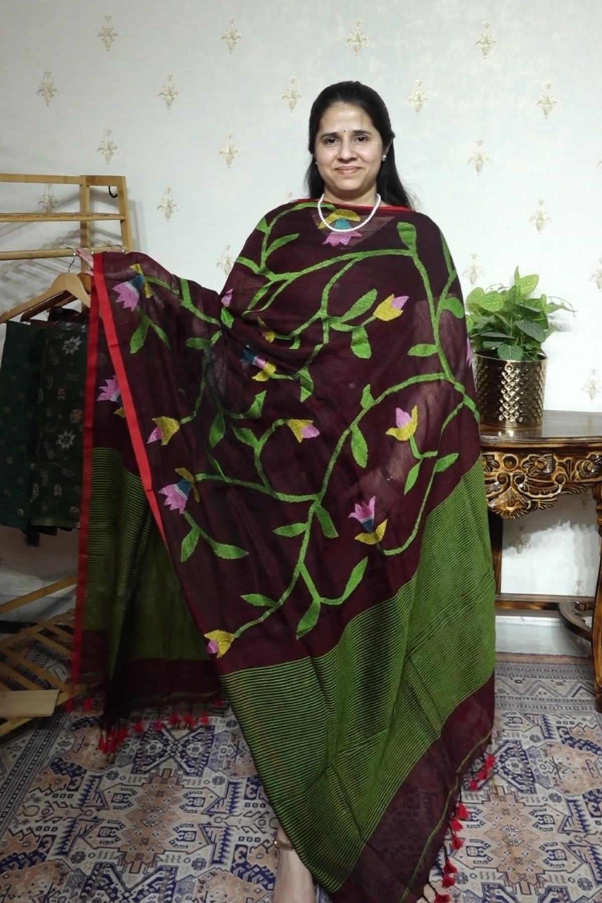 Jayshree Linen jamdani with Full Jaal Dupatta -2pc