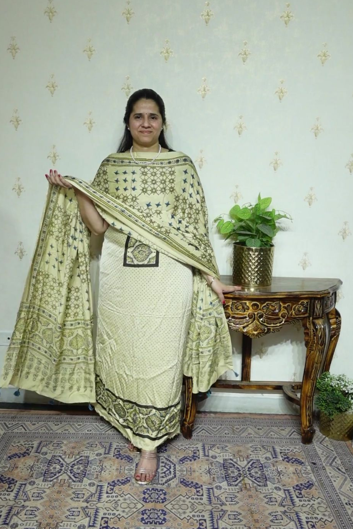 Ajrakh Modal Kurta Dupatta Set-2pc