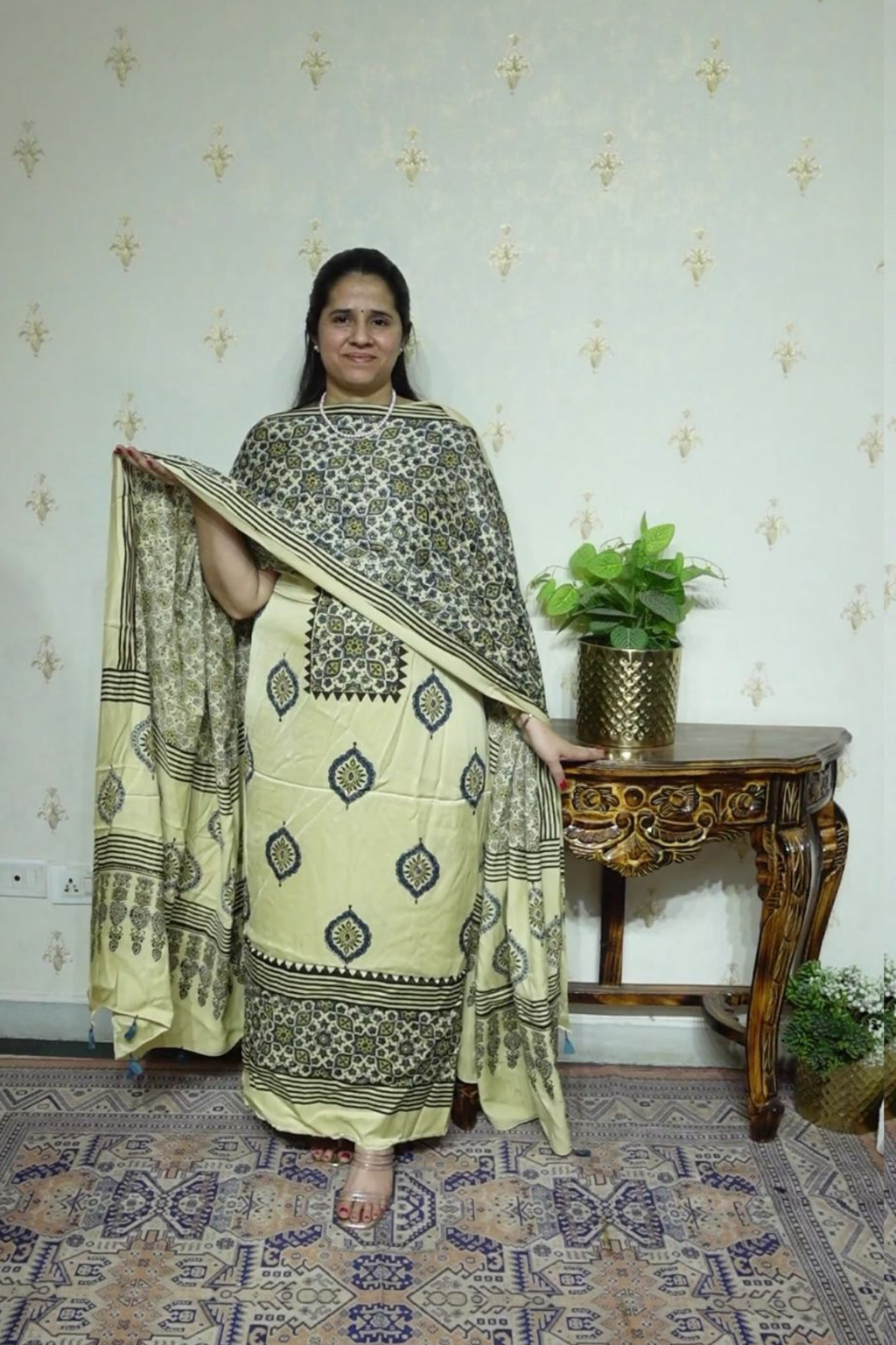 Ajrakh Modal Kurta Dupatta Set-2pc