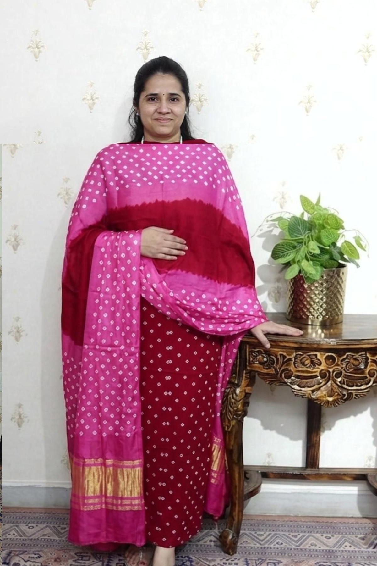 Kutch Tie-Dye Bandhani Modal Silk 3pc
