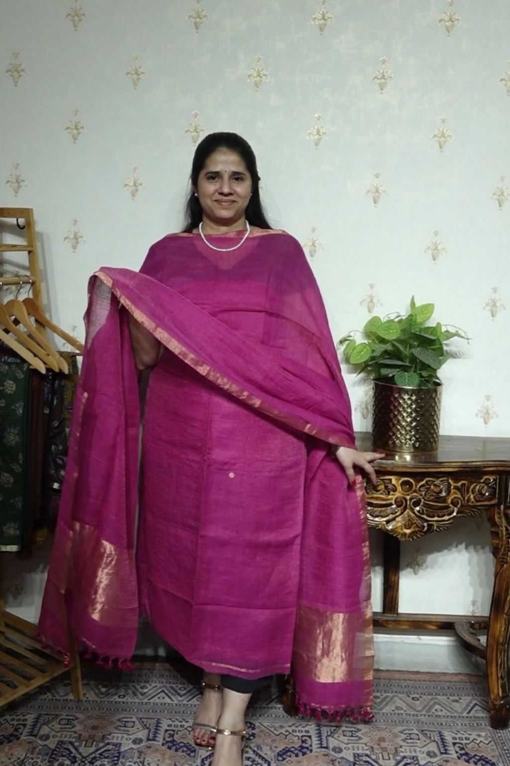 Tissue Linen Jamdani with zari Dupatta -2pc
