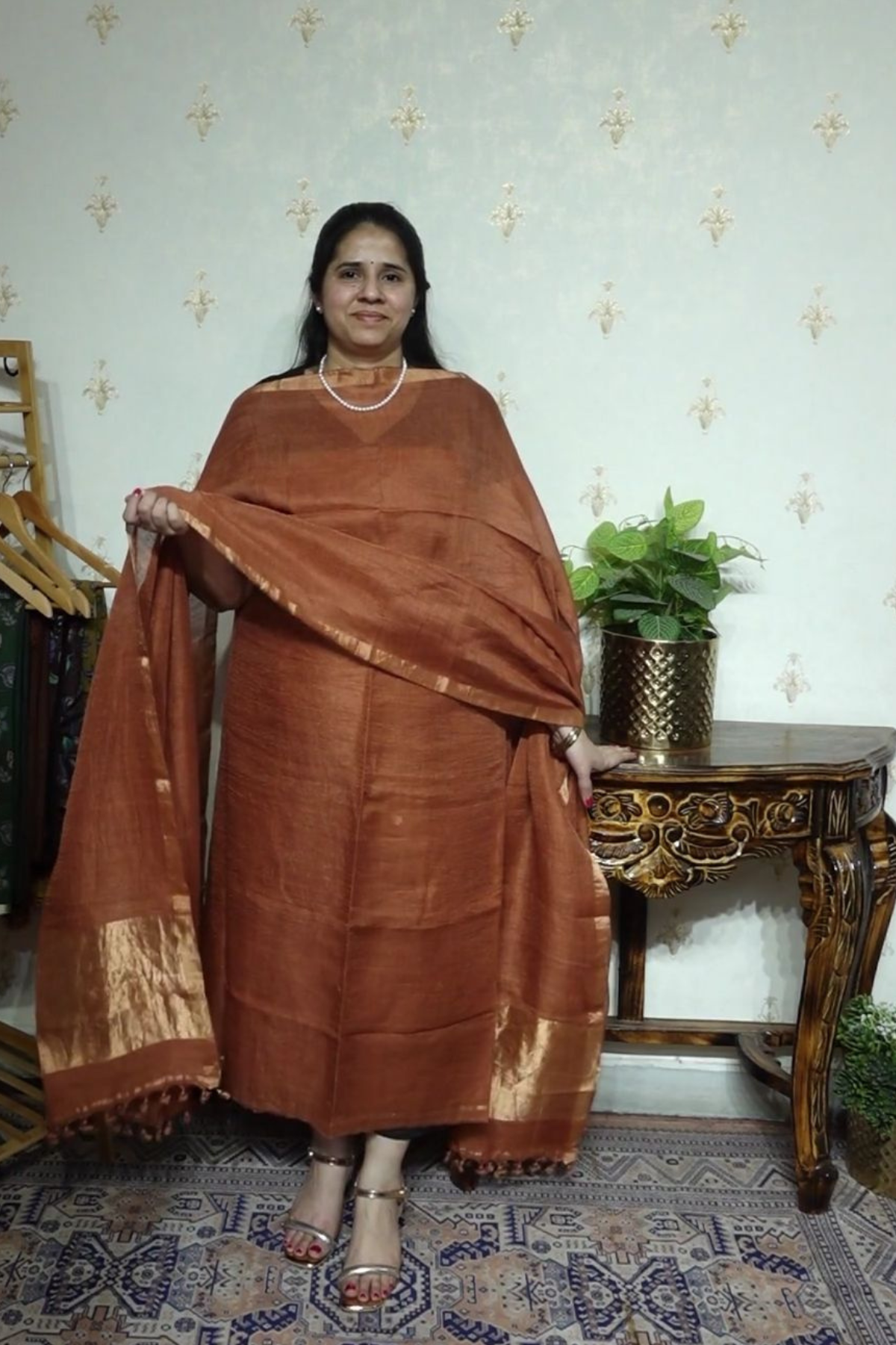 Tissue Linen Jamdani with zari Dupatta -2pc