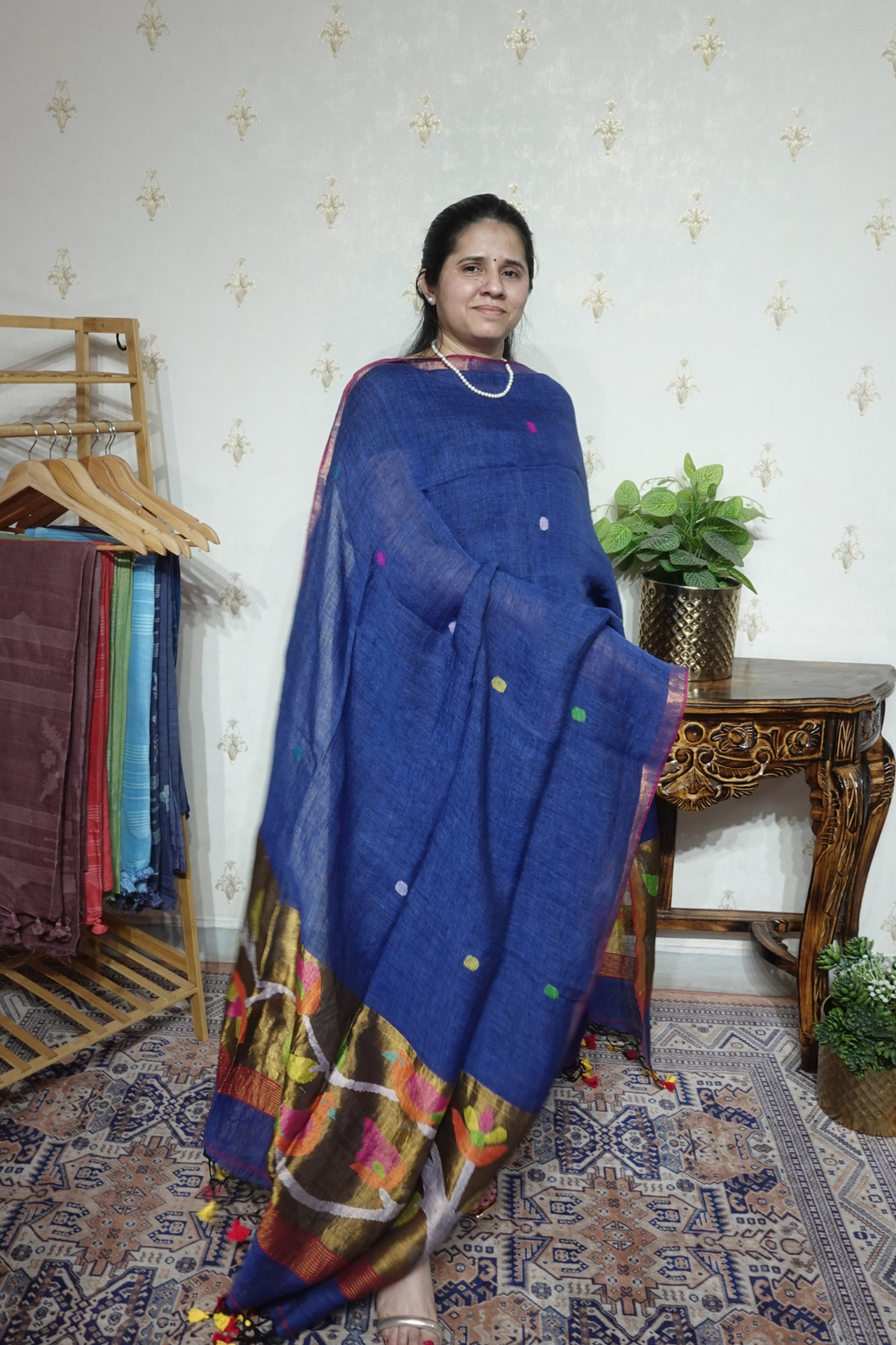 Jayshree Linen jamdani with Paithni  Border Dupatta -2pc